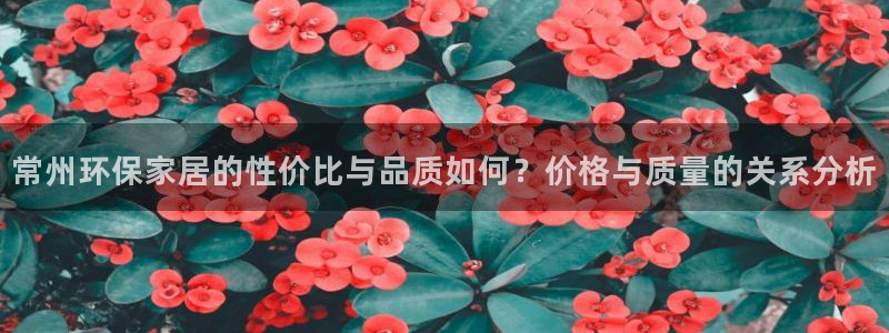 杏耀官方娱乐：常州环保家居的性价比与品质如何？价格与质量的关
